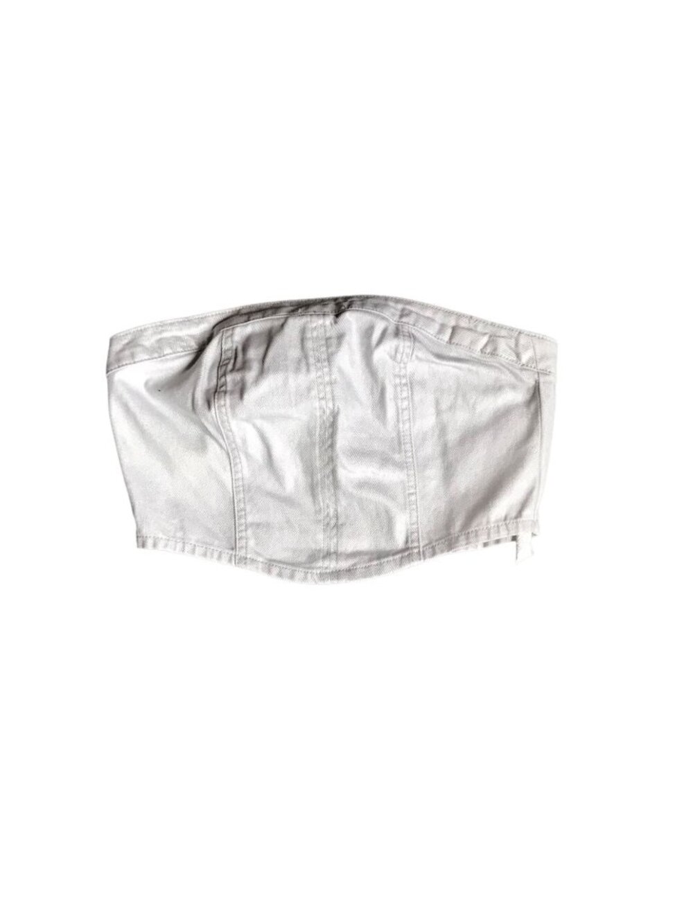 NWT Zara Silver and White Strapless Crop Top